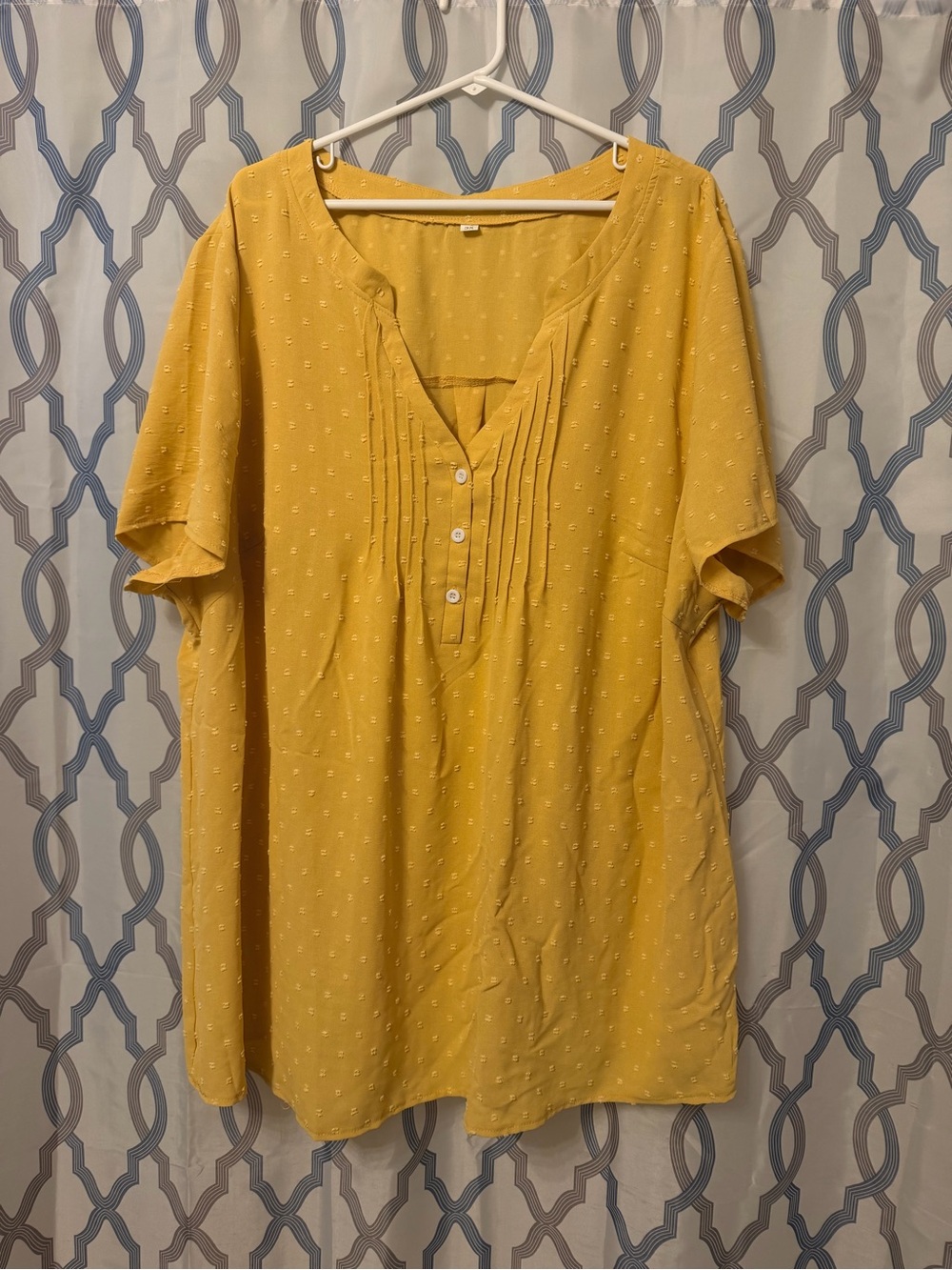 Women's Mustard Yellow Button-Front Textured Tunic Top